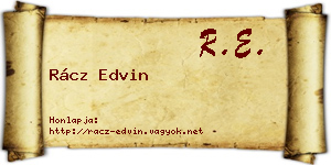 Rácz Edvin névjegykártya